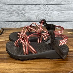 Chaco ZX2 Vibram Unaweep Multi Red Brown Strap Toe Loop Sandal Women’s Size 10